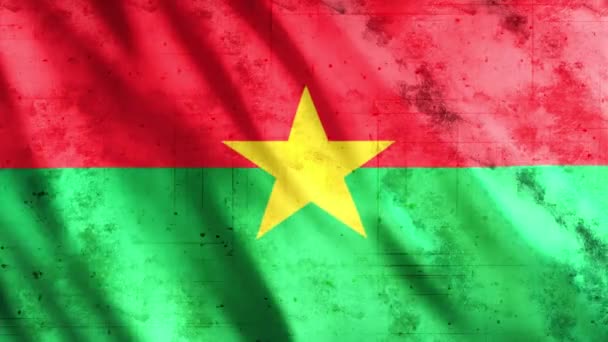 Burkina Faso Flag Grunge Animation Full 1920X1080 Pixels Przedłużenie Czasu — Wideo stockowe