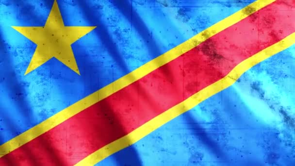 Demokratická Republika Congo Flag Grunge Animation Full 1920X1080 Pixels Prodloužit — Stock video