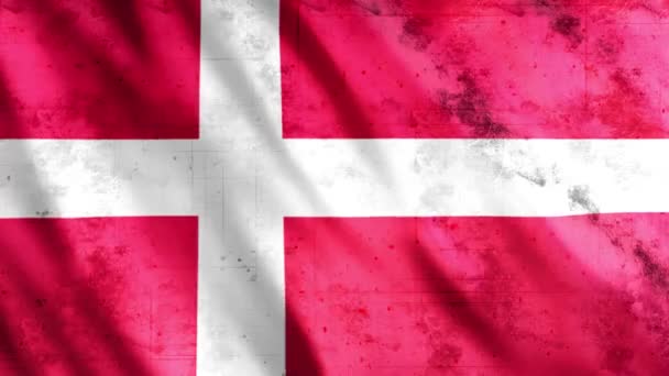 Danimarka Bayrak Grunge Animasyonu Full 1920X1080 Pikseller Gerektiği Gibi Süre — Stok video