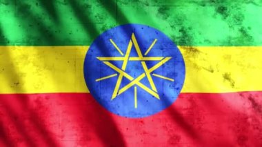 Etiyopya Bayrak Grunge Animasyonu, Full HD, 1920x1080 Pikseller, Gerekli olan süreyi Kusursuz Döngü ile genişletin