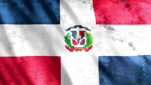 Dominikanska Republiken Flagga Grunge Animation Full 1920X1080 Pixlar Förläng Varaktigheten — Stockvideo