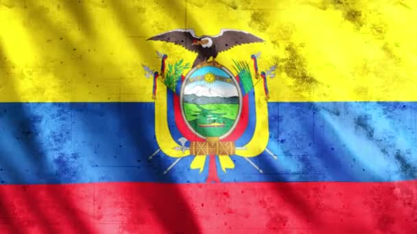 Flaga Ekwadoru Grunge Animation Full 1920X1080 Pixels Przedłużenie Czasu Trwania — Wideo stockowe