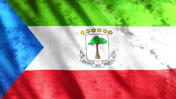 Equatorial Guinea Flag Grunge Animation Full 1920X1080 Pixels Extended Length — стокове відео