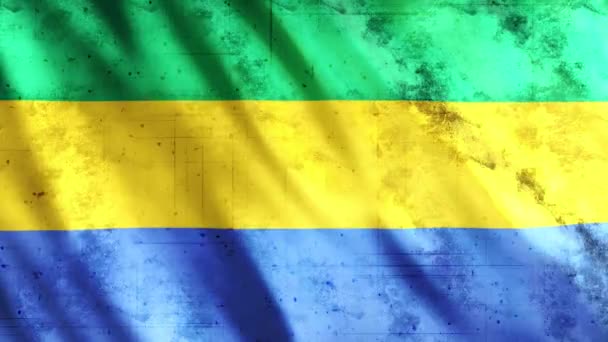 Gabon Flag Grunge Animation Full 1920X1080 Pixlar Förläng Varaktigheten Enligt — Stockvideo