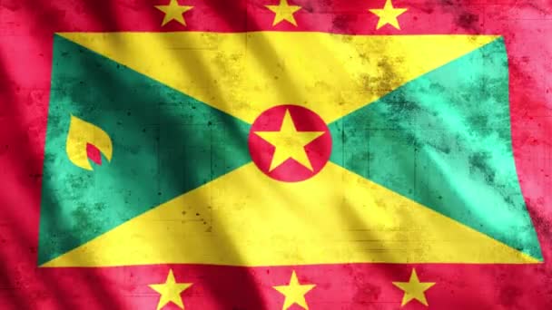 Grenada Flag Grunge Animation Full 1920X1080 Pixel Estendere Durata Secondo — Video Stock