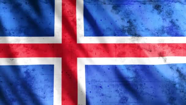 Islandia Flaga Grunge Animation Full 1920X1080 Pixels Przedłużyć Czas Trwania — Wideo stockowe