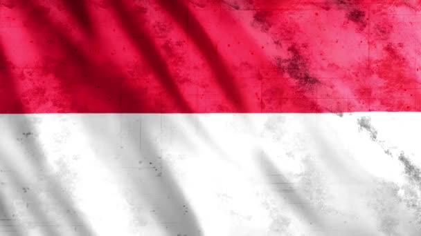 印尼国旗卷曲动画 全Hd 1920X1080 Pixels 延长期限 根据要求与无缝圈 — 图库视频影像