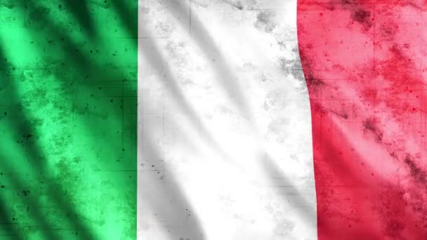 Italy Flag Grunge Animation Full 1920X1080 Pixels Verleng Duur Volgens — Stockvideo