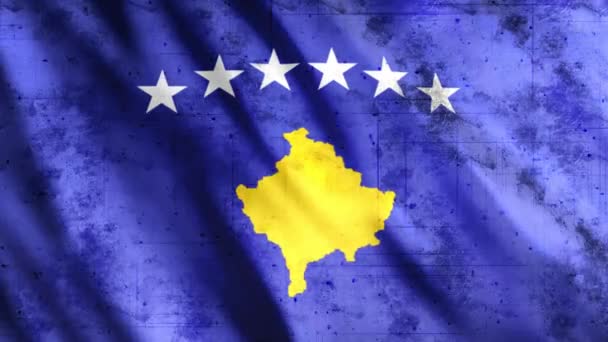 Kosovo Flag Grunge Animation Full 1920X1080 Pixels Extended Duration Requency — стокове відео