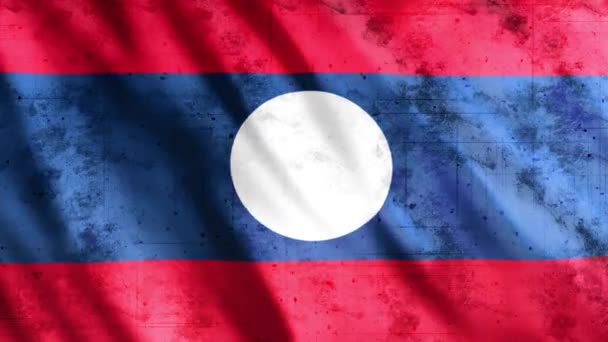 Laos Flag Grunge Animation Full 1920X1080 Pixlar Förläng Varaktigheten Enligt — Stockvideo