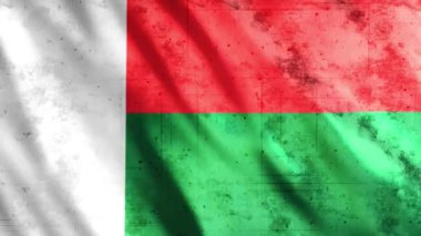 Madagascarg Bayrak Grunge Animasyonu, Full HD, 1920x1080 Pikseller, Gerektiği gibi Süre Uzatın