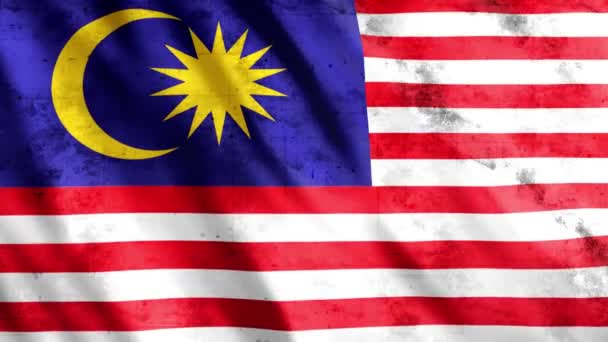 Malaysia Flag Grunge Animation Full 1920X1080 Pixels Extend Duration Requirement — Stock Video