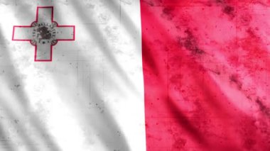 Malta Bayrağı Grunge Animasyonu, Full HD, 1920x1080 Pikseller, Gerektiği gibi Süre Uzatın