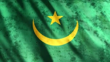 Mauritania Flag Grunge Animasyonu, Full HD, 1920x1080 Pikseller, Gerekli olan süreyi Kusursuz Döngü ile genişletin