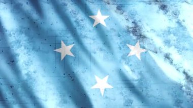 Mikronezya Flag Grunge Animasyonu, Full HD, 1920x1080 Pikseller, Gerektiği gibi süre uzatın