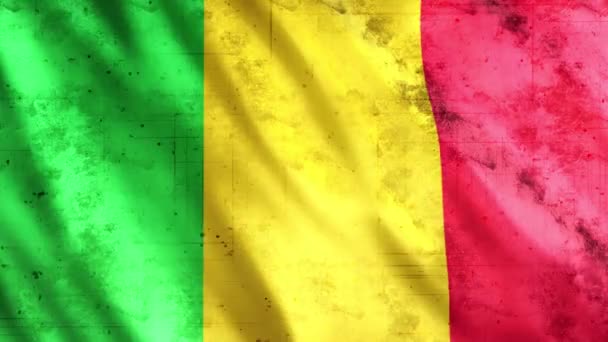 Mali Flag Grunge Animation Full 1920X1080 Pixel Zökkenőmentes Hurok Követelményének — Stock videók