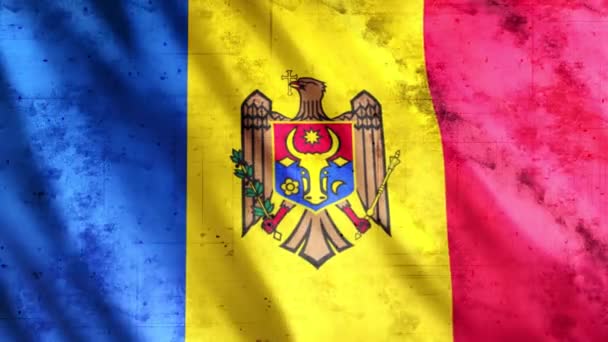 Flaga Mołdawii Grunge Animation Full 1920X1080 Pixels Przedłużenie Czasu Trwania — Wideo stockowe