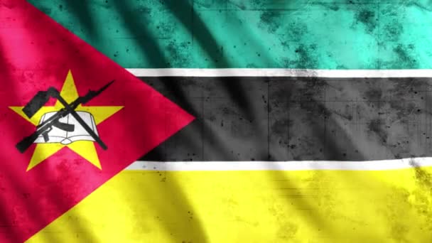 Mozambique Flag Grunge Animation Full 1920X1080 Pixels Επέκταση Της Διάρκειας — Αρχείο Βίντεο