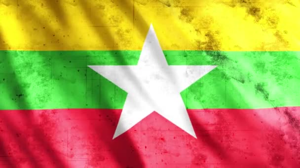 Myanmar Flag Grunge Animasyonu Full 1920X1080 Pikseller Gerektiği Gibi Süreyi — Stok video