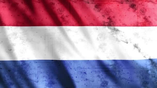 Netherlands Flag Grunge Animation Full 1920X1080 Pixels Extended Duration Requency — стокове відео