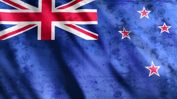 Nieuw Zeeland Vlag Grunge Animatie Full 1920X1080 Pixels Verleng Duur — Stockvideo