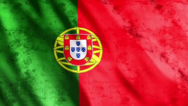 Portugal Flag Grunge Animation Full 1920X1080 Pixlar Förläng Varaktigheten Enligt — Stockvideo