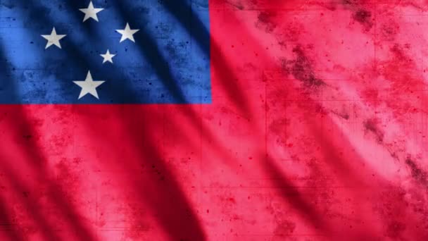 Samoa Vlag Grunge Animatie Full 1920X1080 Pixels Verleng Duur Volgens — Stockvideo
