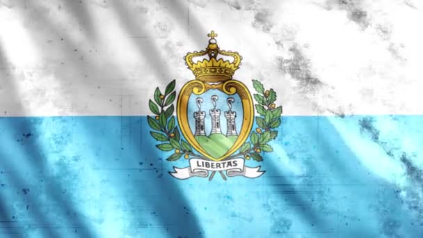 San Marino Flag Grunge Animation Full 1920X1080 Pixlar Förläng Varaktigheten — Stockvideo