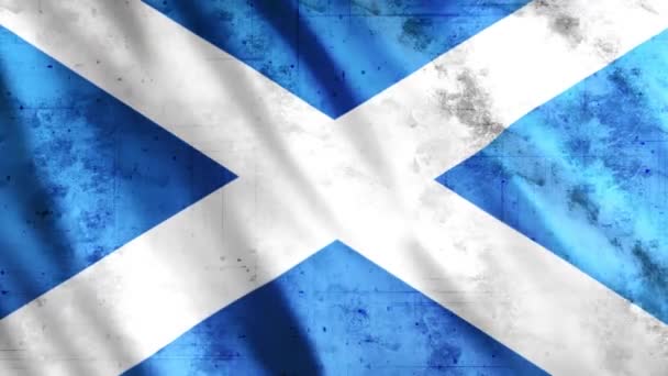 Scotland Flag Grunge Animation Full 1920X1080 Pixels Verleng Duur Volgens — Stockvideo