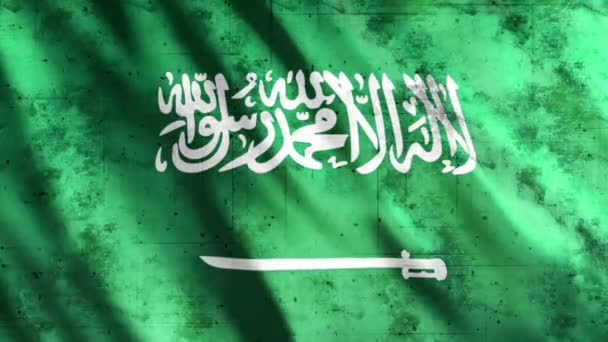 Arábia Saudita Bandeira Grunge Animação Full 1920X1080 Pixels Estenda Duração — Vídeo de Stock