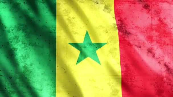 Szenegál Flag Grunge Animation Full 1920X1080 Pixel Hosszabbítsa Meg Időtartamot — Stock videók