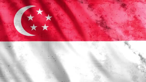 Flaga Singapuru Grunge Animation Full 1920X1080 Pixels Przedłużenie Czasu Trwania — Wideo stockowe