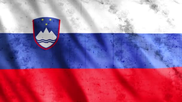Slovenien Flag Grunge Animation Full 1920X1080 Pixlar Förläng Varaktigheten Enligt — Stockvideo