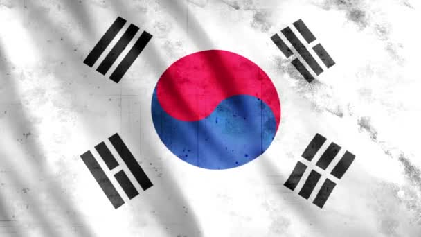 Corea Del Sur Bandera Grunge Animación Full 1920X1080 Píxeles Extender — Vídeos de Stock