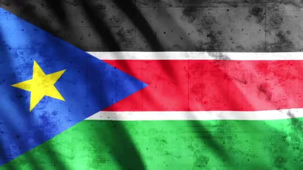 Южный Судан Флаг Гранж Анимации Full 1920X1080 Пикселей Продлить Продолжительность — стоковое видео