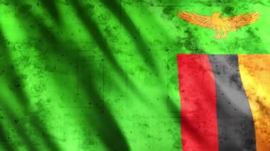 Zambiya Bayrak Grunge Animasyonu, Full HD, 1920x1080 Pikseller, Gerektiği gibi Süre Uzatın