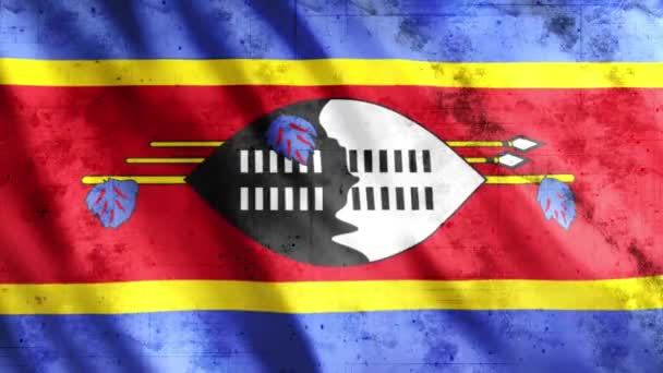 Swaziland Flag Grunge Animation Full 1920X1080 Pixels Memperluas Durasi Sesuai — Stok Video