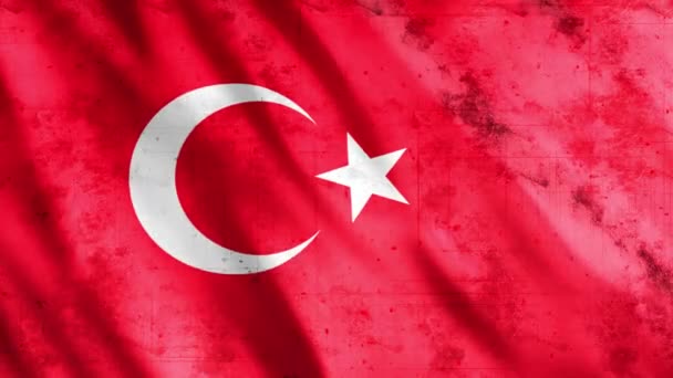 Flaga Turcja Grunge Animation Full 1920X1080 Pixels Przedłużyć Czas Trwania — Wideo stockowe