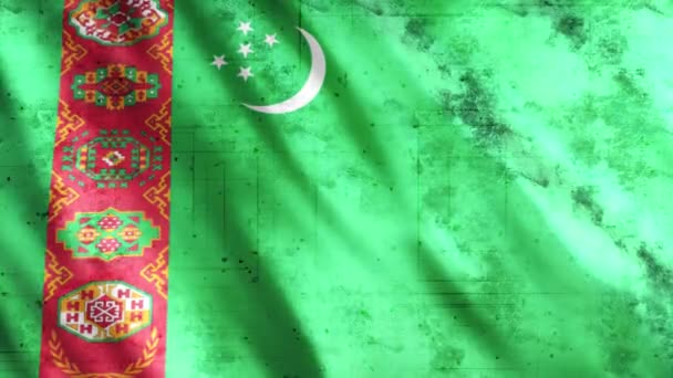 Animación Grunge Bandera Turkmenistán Full 1920X1080 Pixeles Extienda Duración Según — Vídeos de Stock