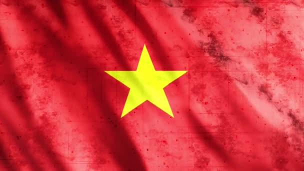 Vietnam Flag Grunge Animation Full 1920X1080 Pixlar Förläng Varaktigheten Enligt — Stockvideo