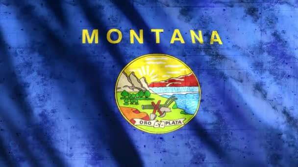 Montana State Flag Grunge Animation Full 1920X1080 Pixels Επέκταση Της — Αρχείο Βίντεο