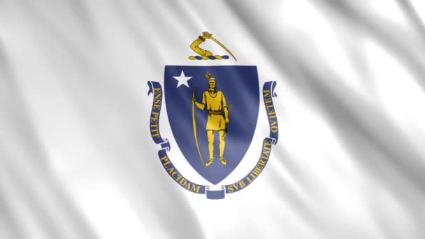 Massachusetts State Flag Animation Full 1920X1080 Pixel Zökkenőmentes Hurok Követelményének — Stock videók