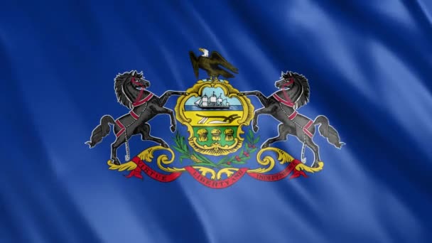 Pennsylvania State Flag Animation Full 1920X1080 Pixlar Förläng Varaktigheten Enligt — Stockvideo