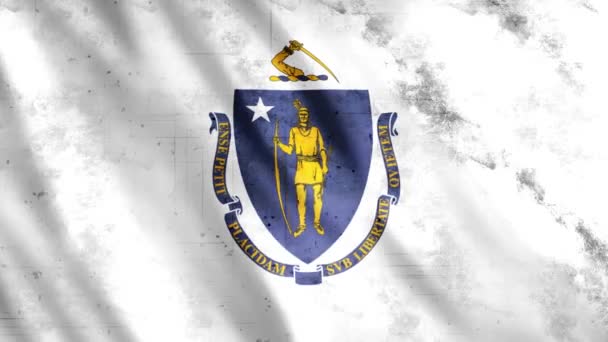Massachusetts State Flag Grunge Animation Full 1920X1080 Pixeles Extienda Duración — Vídeos de Stock