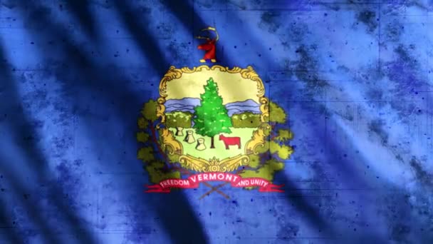 Vermont State Flag Grunge Animation Full 1920X1080 Pixels Επέκταση Της — Αρχείο Βίντεο