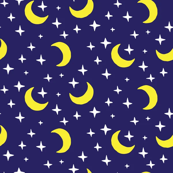 Seamless pattern with stars and moon — Stock Vector