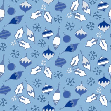 Farklı Noel ağacı oyuncaklar ve snowflak ile Seamless Modeli