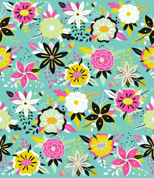 Seamless pattern with beautiful flowers. — Stock Vector