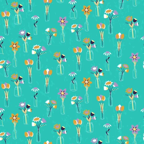 Naadloos patroon met mooie bloemen. — Stockvector