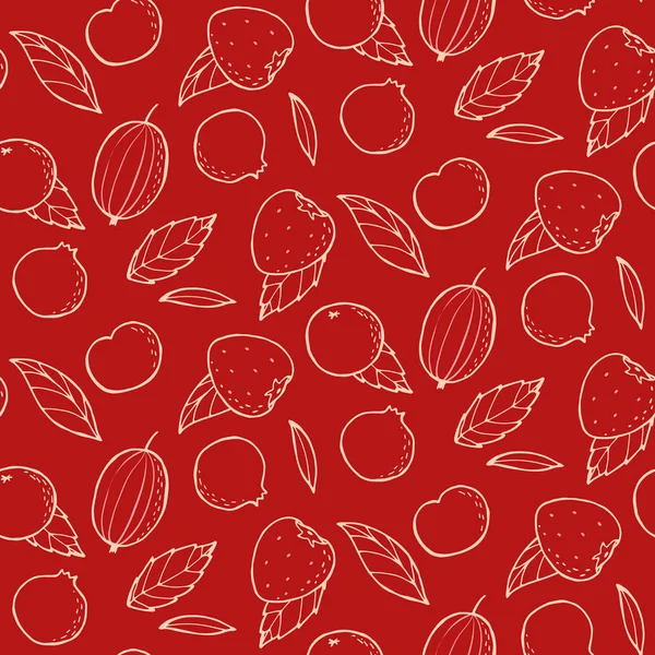 Sommer nahtloses Muster mit Stachelbeeren, Erdbeeren und Blac — Stockvektor